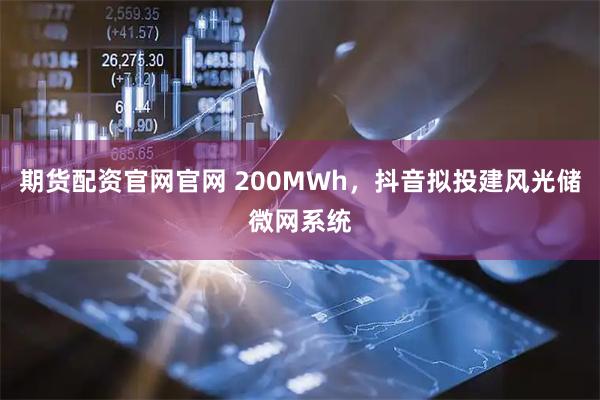 期货配资官网官网 200MWh，抖音拟投建风光储微网系统