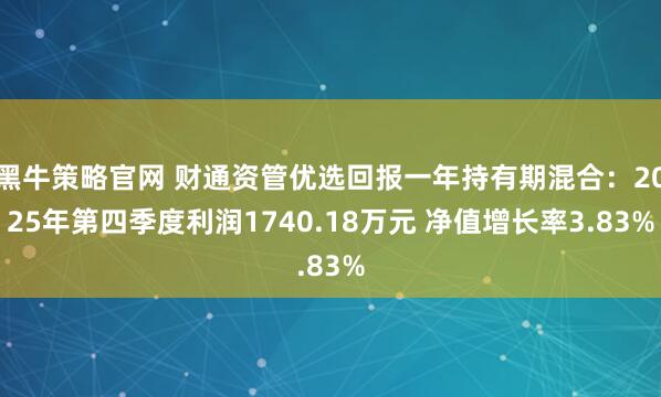 黑牛策略官网 财通资管优选回报一年持有期混合：2025年第四季度利润1740.18万元 净值增长率3.83%