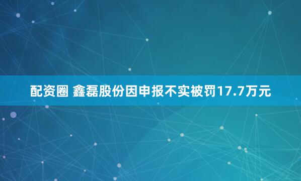 配资圈 鑫磊股份因申报不实被罚17.7万元
